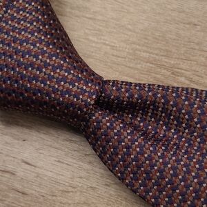 ALTEA Italy Metallic Brown Blue‎ Red Weave Mens Silk Tie